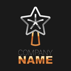 Line Christmas star icon isolated on black background. Merry Christmas and Happy New Year. Colorful outline concept. Vector