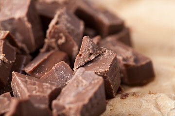 chocolate made from sugar and cocoa, delicious pieces