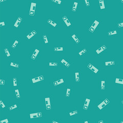 Green Shaving gel foam icon isolated seamless pattern on green background. Shaving cream. Vector
