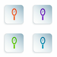 Color Hand mirror icon isolated on white background. Set colorful icons in square buttons. Vector