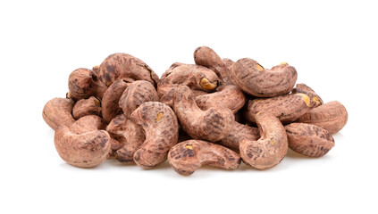 Roasted cashew nuts isolated on white