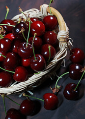 sweet fresh cherries in a basket