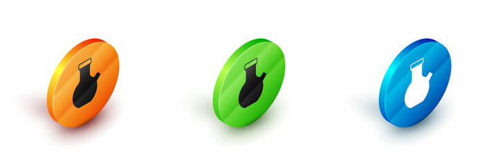 Isometric Test tube and flask chemical laboratory test icon isolated on white background. Laboratory glassware sign. Circle button. Vector