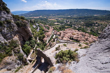 Overview ov the village Moustiers-Sainte-Marie in the french Provence