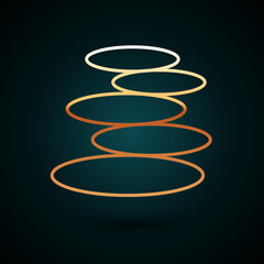 Gold line Stack hot stones icon isolated on dark blue background. Spa salon accessory. Vector