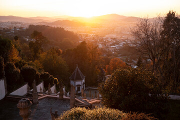 View of the church of Bom Jesus do Monte in sunset, Braga, Portugal.