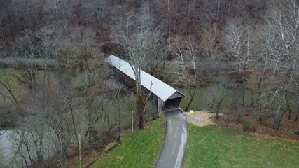 Bennett's Mill Covered Bridge - Aerial Shot