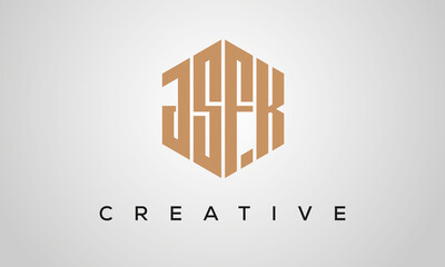 letters JSFK creative polygon hexagon logo victor template