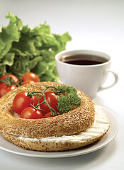 Whole grain bagels with cream cheese