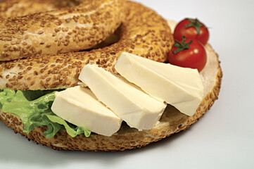 Whole grain bagels with cream cheese