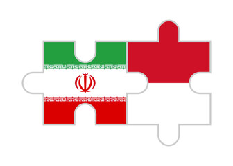 puzzle pieces of iran and indonesia flags. vector illustration isolated on white background