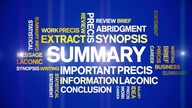 Summary Animated tag word cloud;text design animation kinetic typography seamless loop.