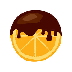 Chocolate covered orange fruit icon vector. Chocolate dipped orange slice icon isolated on a white background. Fresh juicy orange in chocolate vector