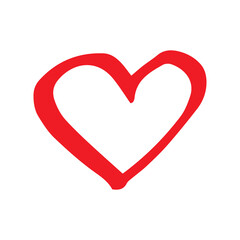heart hand drawn doodle. vector, minimalism, icon, sticker, decor. love, valentine day, red.