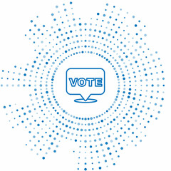 Blue line Vote icon isolated on white background. Abstract circle random dots. Vector