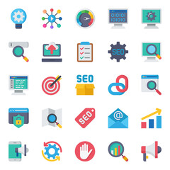 Flat color icons for search engine optimization.