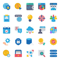 Flat color icons for search engine optimization.