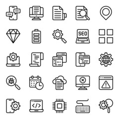 Outline icons for search engine optimization.
