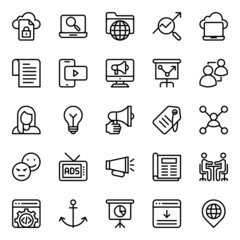 Outline icons for search engine optimization.