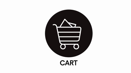 Black and White Shopping Cart Icon. Vector Isolated Illustration of a Shopping Cart
