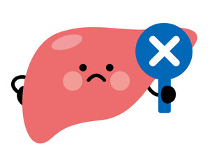 肝臓　キャラクター　バツ