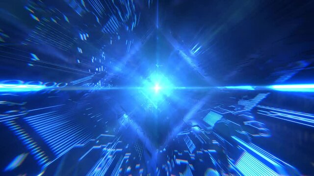 VJ トンネル サイバー空間 SF 青 発光 BPM120 [別Verあり]