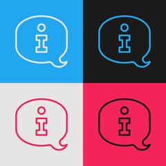 Pop art line Information icon isolated on color background. Vector