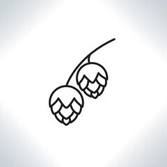 Hops vector icon. Linear style. Monochrome illustration. 