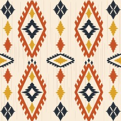 Ethnic abstract ikat art seamless geometric pattern in tribal folk embroidery , and mexican style. Aztec geometric art ornament print design for carpet wallpaper, clothing,wrapping,fabric textile 