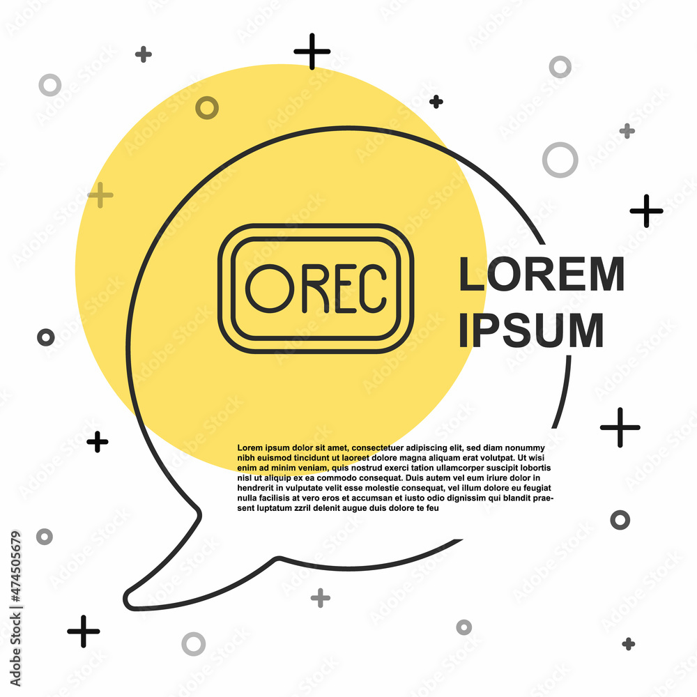 Poster black line record button icon isolated on white background. rec button. random dynamic shapes. vecto