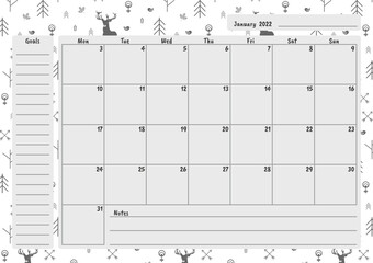 January Planner page with the Scandinavian pattern.