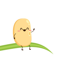 Soybean vector. Cute Soybean character design. Grain cartoon.