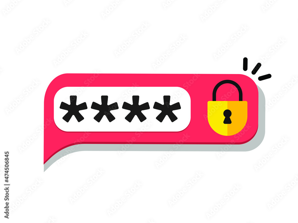 Poster password secure login access notice vector or authentication verification code note message bubble s