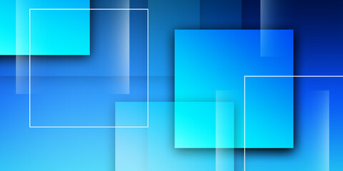  Square shapes composition geometric abstract background. 3D shadow effects and fluid gradients. Modern blue overlapping forms