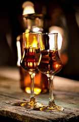 Vintage brandy in a glass