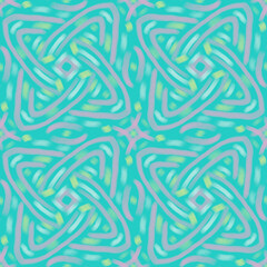 Seamless geometric pattern. Blue-pink is a beautiful ornament. Girlish style. Design of background, fabric, textile, wallpaper, template.