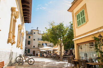 Streets at the old town of Alcudia, Mallorca island, Spain