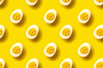 
Boiled eggs pattern on a yellow background.