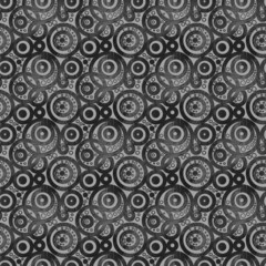 Seamless geometric pattern. Black and white hand-drawn ornament. Curls, circles, lines. Oriental, ethnic motifs. Design of background, wallpaper, textiles, fabric, packaging.