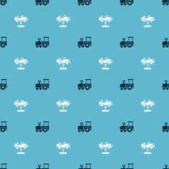 Set Toy train and Swing car on seamless pattern. Vector