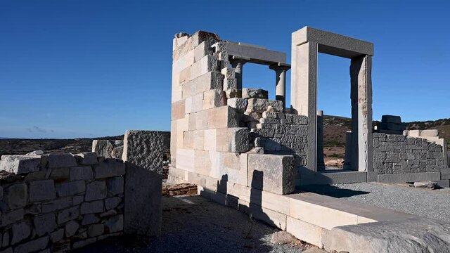 View of the ruins of the Temple of Demeter in Naxos, Greece