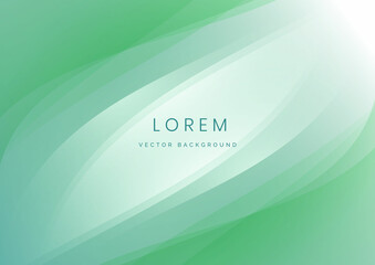 Abstract modern soft green gradient waves overlap background with copy space for text.