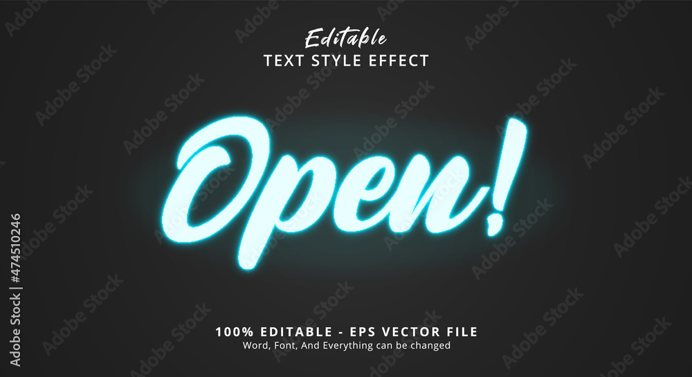 Poster open with neon style editable text effect