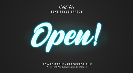 Open with neon style Editable Text Effect