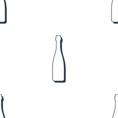 Vodka bottles seamless pattern. Line art style. Outline image. Black and white repeat template. Party drinks concept. Illustration on white background. Flat design style for any purposes