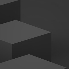 Abstract 3d black gray cube and box podium minimal scene studio background.