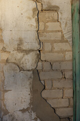 Exterior vintage cracked brick wall background concept