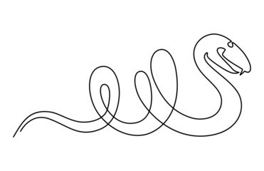 Crawling snake. Continuous line drawing illustration.