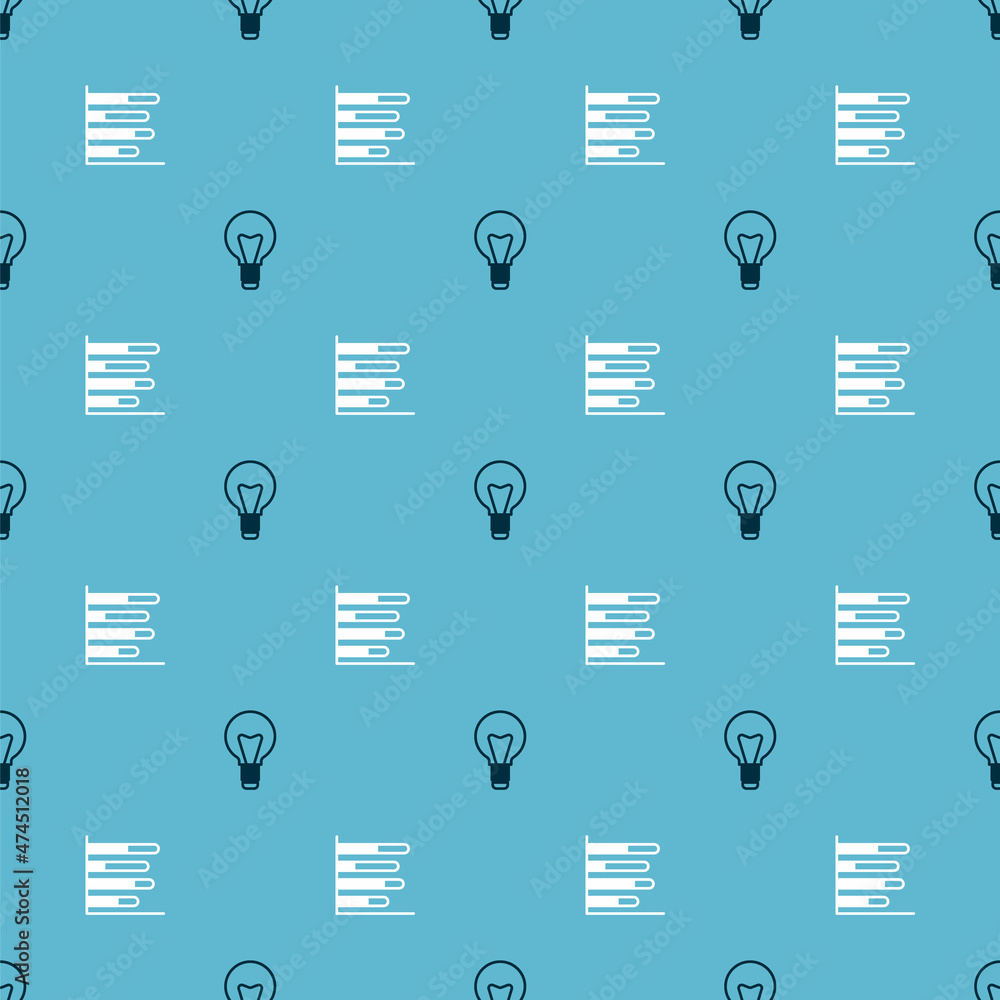 Poster set light bulb and pie chart infographic on seamless pattern. vector