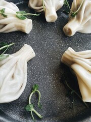Traditional Georgian khinkali served on a plate